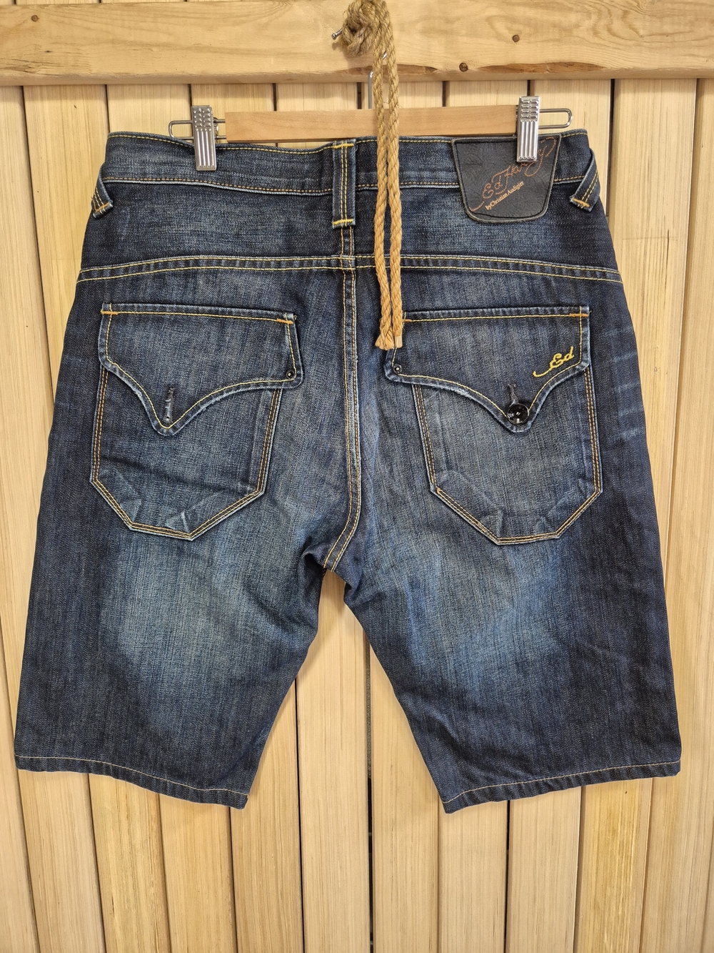 Ed Hardy By Christian Audigier Y2k 2000s Dark Blue Denim Shorts